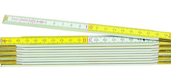 Metrica HOLZGLIEDERMASSTAB 2 M WEISS/GELB - TEILUNG ROT