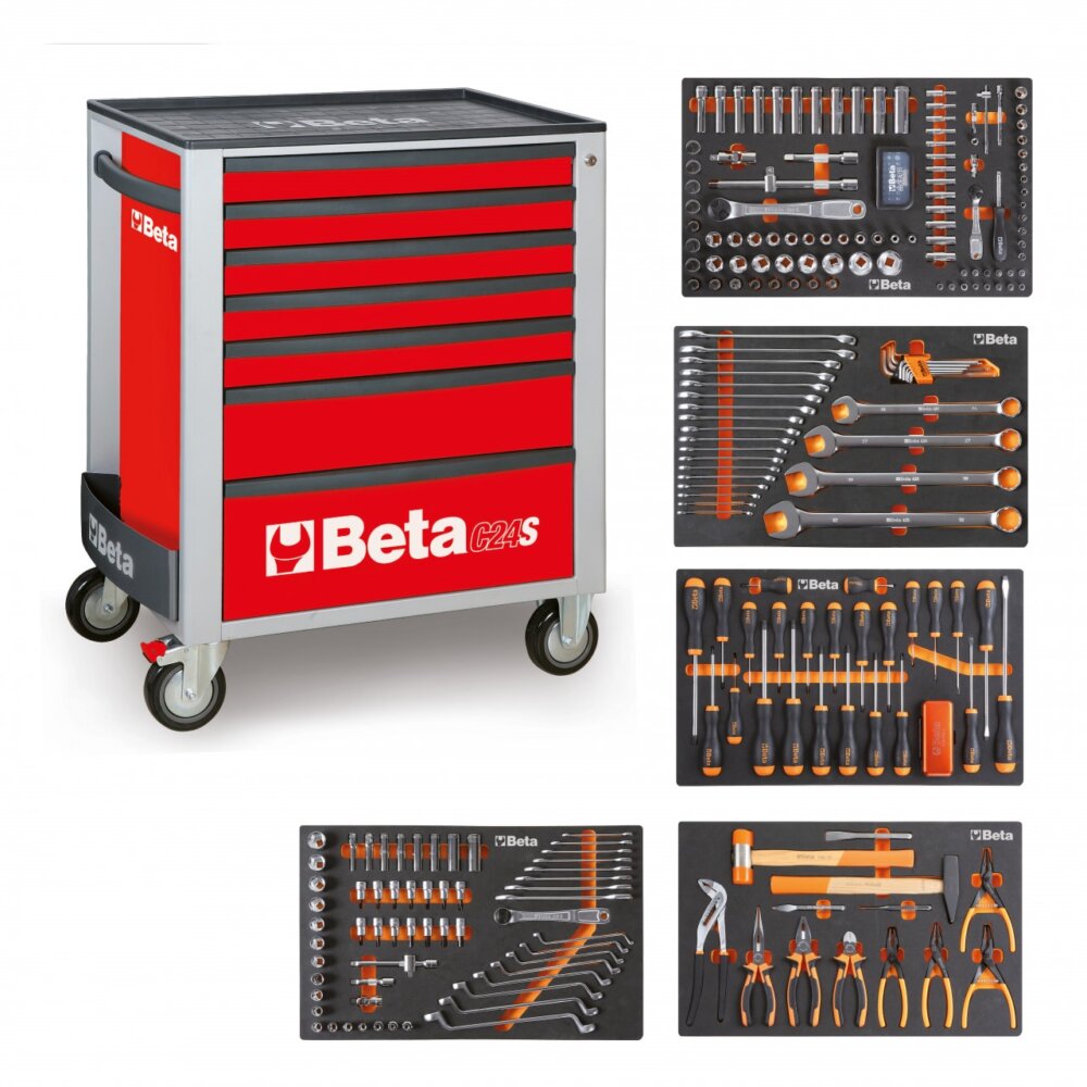 WORKER WERKZEUGWAGEN BW C24S7 Rot + 309TLG SORTIMENT