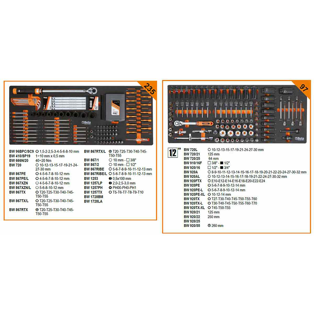 BETA WORKER WERKZEUGWAGEN XL9/E-XXL Orange + 716tlg SORTIMENT – Bild 3
