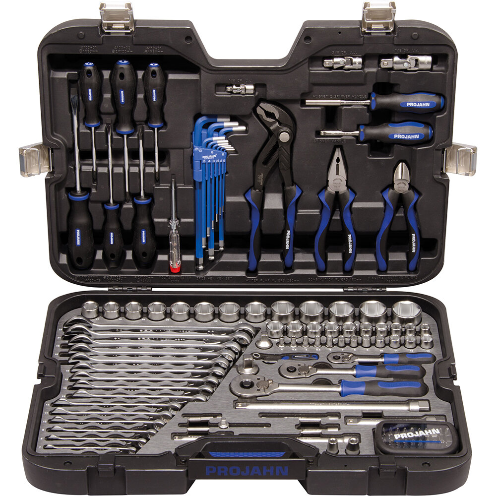 Projahn Industrie-Werkzeugkoffer Universal metrisch 6-kant 6,3 / 1/4" + 10 / 3/8" + 12,5 / 1/2" 122-tlg.